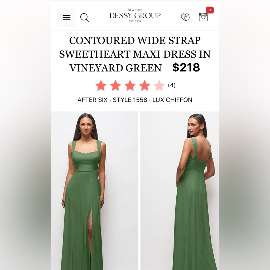 Nwt Dessy After Six Sweetheart Vineyard Green Bridesmaid Dress - Sz 16